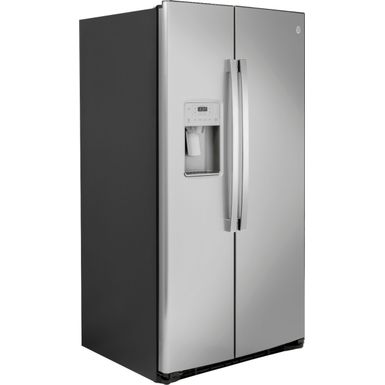 Angle Zoom. GE - 25.1 Cu. Ft. Side-By-Side Refrigerator with External Ice & Water Dispenser - Stainless steel