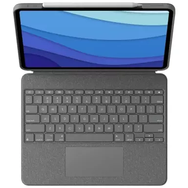 image of Logitech - Combo Touch Keyboard Folio for Apple iPad Pro 12.9" (5th & 6th Gen) with Detachable Backlit Keyboard - Oxford Gray with sku:bb21748668-bestbuy