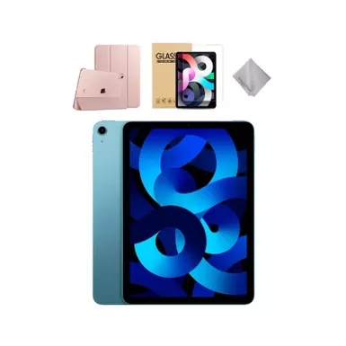 Apple - 10.9-Inch iPad Air - Latest Model - (5th Generation) with Wi-Fi - 64GB - Blue With Rose Gold Case Bundle