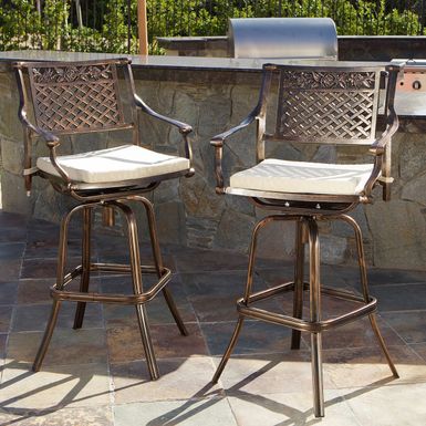 image of Sebastian Cast Aluminum Barstool with Cushions (Set of 2) by Christopher Knight Home - Sebastian Barstool with Cushions (Set of 2) with sku:pv7kph3ygdcrybqj9szdzwstd8mu7mbs-overstock