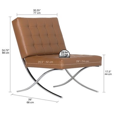 Alt View Zoom 12. Studio Designs Home Attrium Modern Blended Leather Accent Chair - Caramel Light Brown