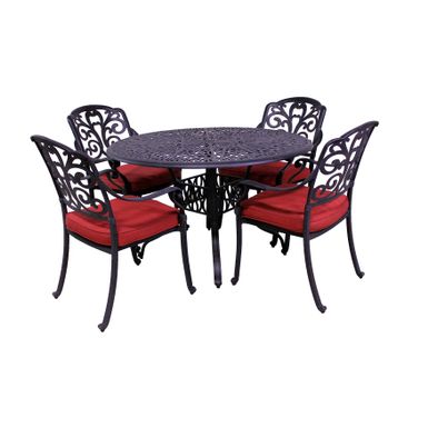 London 5-Piece Cushioned Aluminum Outdoor Dining Set - London 5-Piece Dining Set with Cushions