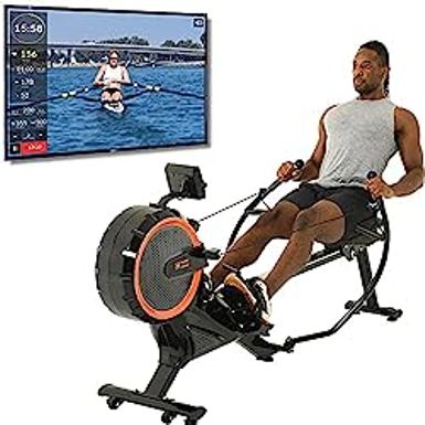 image of Womens Health Mens Health Bluetooth Dual Handle Rower Rowing Machine with MyCloudFitness App (1678), Black with sku:b08lg3clgw-amazon
