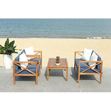 image of Safavieh PAT7031E Collection Nunzio Teak and Navy 4 Pc Accent Pillows Outdoor Set, Natural with sku:jtc-wzoqgdbdpskwhp5o2wstd8mu7mbs-saf-ov