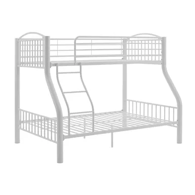 image of Parknoll Metal Twin Full Bunk Bed White with sku:pfxs1501-linon