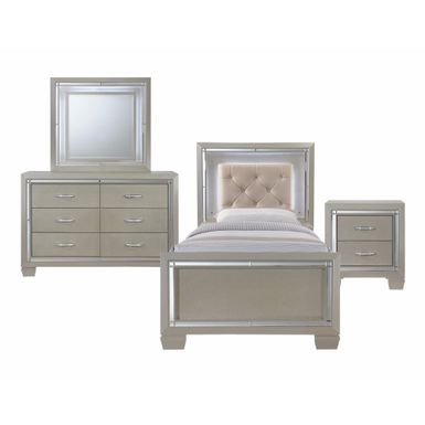 image of Silver Orchid Odette Glamour Youth Twin Platform 4-piece Bedroom Set - Champagne - Twin with sku:rcmabd8ughzho_y5fs6jcqstd8mu7mbs-overstock