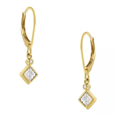 2 Micron 14K Yellow Gold Plating 1/3ct TDW Diamond Dangle Earrings (J-K, I1-I2)