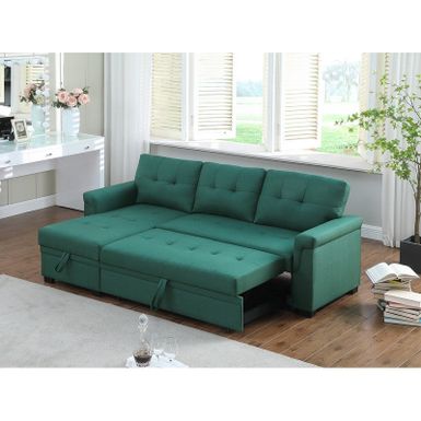 Copper Grove Perreux Linen Reversible Sleeper Sectional Sofa - Dark Grey