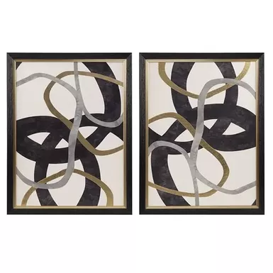 Moving Midas Gold Foil Abstract 2-piece Framed Canvas Wall Art Set