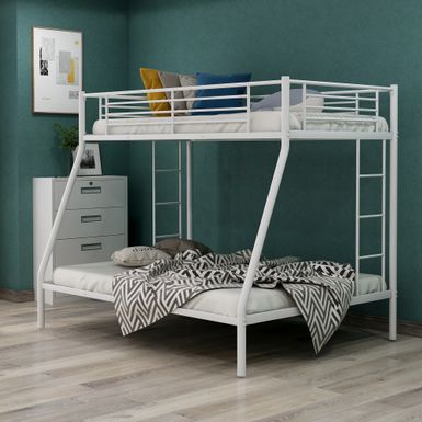 image of Twin over Full Metal Bunk Bed - White with sku:faptkpebrqd4fmwugff0oastd8mu7mbs--ovr