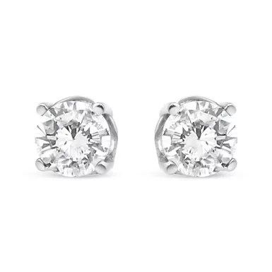 14K White Gold 3/4 Cttw Lab Grown Diamond 4-Prong Classic Stud Earrings (F-G Color, VS2-SI1 Clarity)