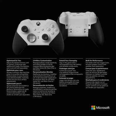 Alt View Zoom 16. Microsoft - Elite Series 2 Core Wireless Controller for Xbox One, Xbox Series X, and Xbox Series S - White