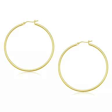 10k Yellow Gold Polished Hoop Earrings (45 mm)