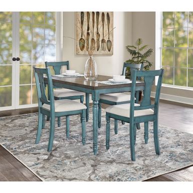 image of Harcrest 5PC Dining Set Teal with sku:pfxs1408-linon