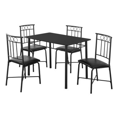 Dining Table Set/ 5pcs Set/ Small/ 40" Rectangular/ Kitchen/ Metal/ Laminate/ Black/ Contemporary/ Modern