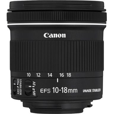 Left Zoom. Canon - EF-S 10-18mm f/4.5-5.6 IS STM Ultra-Wide Zoom Lens - Black