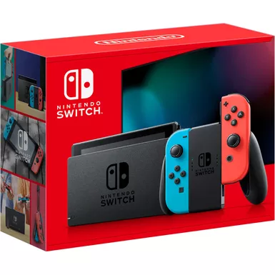 image of Nintendo Switch Gaming Console With Neon Blue Joy-Con Controllers with sku:hadskabaa-streamline