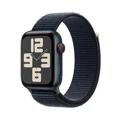 image of Apple Watch SE 2nd Generation (GPS + Cellular) 44mm Midnight Aluminum Case with Midnight Sport Loop - Midnight with sku:bb22092490-bestbuy