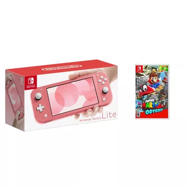 image of Nintendo - Switch LITE Coral + Super Mario Odyssey BUNDLE with sku:nswltecsmo-floridastategames