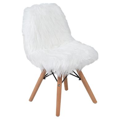 image of Kids Shaggy Dog Accent Chair - Desk Chair - Playroom Chair - White with sku:w2xa2obxe2sywqegizwqugstd8mu7mbs-fla-ovr