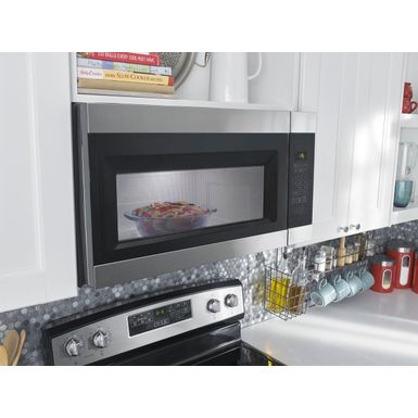 Alt View Zoom 19. Amana - 1.6 Cu. Ft. Over-the-Range Microwave - Black on stainless steel