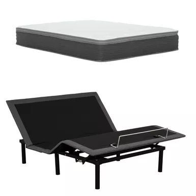 image of Aurora Queen Adjustable Bed Frame with Equilibria 12 in. Pocket Spring Mattress with sku:65413-primo