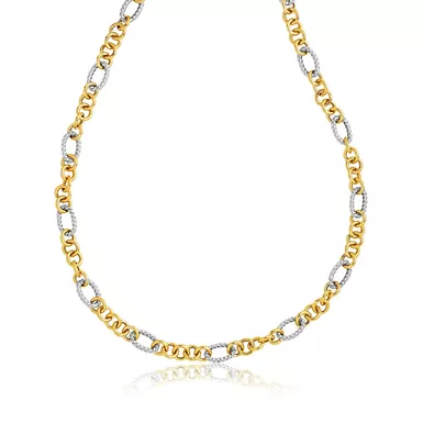 image of 14k Two Tone Round and Cable Style Link Necklace (18 Inch) with sku:d198386-18-rcj