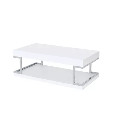 ACME Aspers Coffee Table, White High Gloss & Chrome