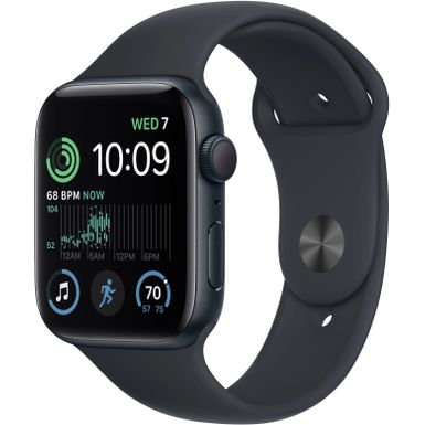 image of Apple Watch SE 2nd Generation (GPS) 44mm Aluminum Case with Midnight Sport Band - M/L - Midnight with sku:bb21207459-6340244-bestbuy-apple