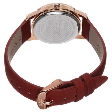 August Steiner Women's Quartz Diamond Leather Red Strap Watch - Red