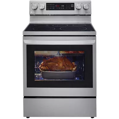 image of LG - 6.3 Cu. Ft. Smart Freestanding Electric Convection Range with EasyClean and InstaView - Stainless Steel with sku:bb21491399-bestbuy