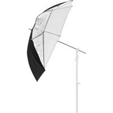 image of Manfrotto 28" Small All-In-One Umbrella with 8mm Shaft, Silver/White with sku:lslu3237f-adorama