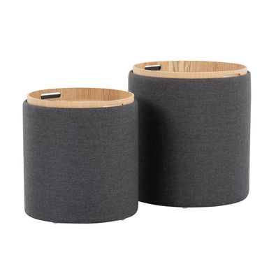 image of Carson Carrington Astrid Tray Top Nesting Ottoman Set - Charcoal with sku:ca8xw0dtqxdgvmijwh5x8gstd8mu7mbs-overstock