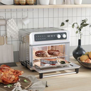 image of HOMCOM 21 qt. Air Fryer Toaster Oven Combo, Cooking Gift - Silver with sku:upsgf4isers3jpttycvquwstd8mu7mbs-aos-ovr