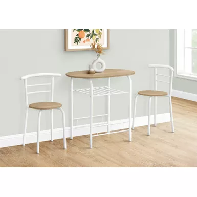 image of Dining Table Set/ 3pcs Set/ Small/ 32" L/ Kitchen/ Metal/ Laminate/ Natural/ White/ Contemporary/ Modern with sku:i-1209-monarch