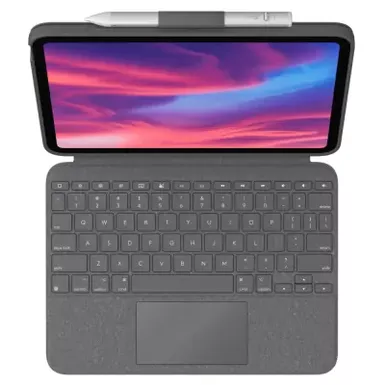image of Logitech - Combo Touch Keyboard and Trackpad Case for Apple iPad (10th Gen) with Detachable Backlit Keyboard - Oxford Gray with sku:bb22055595-bestbuy