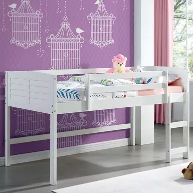 image of Transitional White Twin Size Loft Bed with sku:idf-bk967t-foa