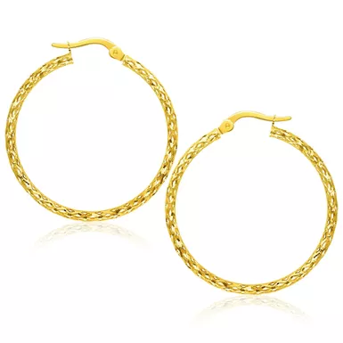 image of 14k Yellow Gold Textured Large Hoop Earrings with sku:d55743085-rcj