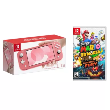 Nintendo - Switch LITE Coral + Super Mario 3D World Bowsers Fury BUNDLE