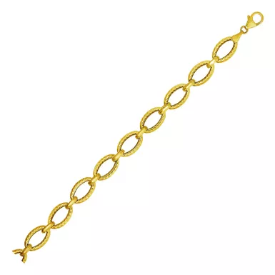 Textured Oval Link Bracelet in 14k Yellow Gold (7.25 Inch)