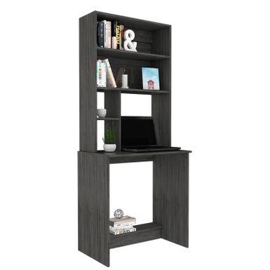 image of FM Furniture Sawgrass Writing Computer Desk with 5 Open Shelves and Hutch - Black with sku:wmvm2ejamlds1sr3gm4p9astd8mu7mbs-overstock