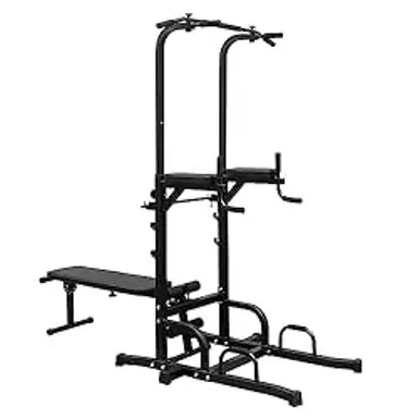 CUAUC Power Tower with Bench Pull Up Bar Dip Station Adjustable Height Dip Stand Heavy Duty Multi-Function Fitness Rack