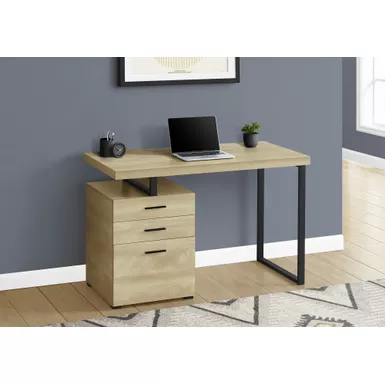 Computer Desk/ Home Office/ Laptop/ Left/ Right Set-up/ Storage Drawers/ 48"L/ Work/ Metal/ Laminate/ Natural/ Black/ Contemporary/ Modern