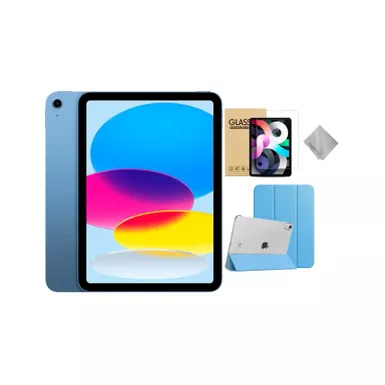 image of Apple 10th Gen 10.9-Inch iPad (Latest Model) with Wi-Fi - 64GB - Blue With Blue Case Bundle with sku:mpq13blu-streamline