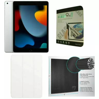 image of Apple 10.2-Inch iPad (Latest Model) with Wi-Fi 64GB Silver White Case Bundle with sku:mk2l3wh-streamline