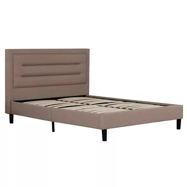 Olivia Full Brown Upholstered Tufted Platform Bed