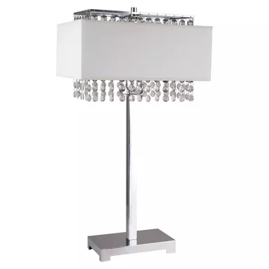 Glam Metal Table Lamp in Chrome/White