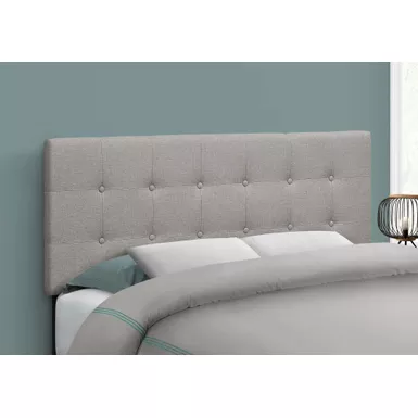 image of Bed/ Headboard Only/ Full Size/ Bedroom/ Upholstered/ Linen Look/ Grey/ Transitional with sku:i-6003f-monarch