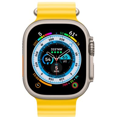 Angle Zoom. Apple Watch Ultra (GPS + Cellular) 49mm Titanium Case with Yellow Ocean Band - Titanium
