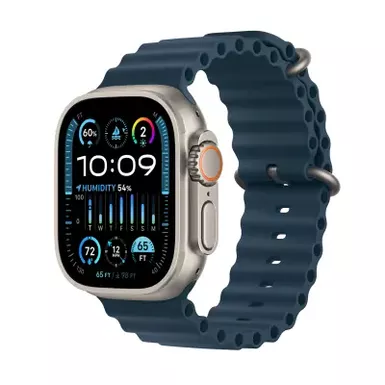 image of Apple Watch Ultra 2 Gps & Cellular 49mm Titanium Case With Blue Ocean Band with sku:bb22269331-bestbuy